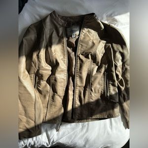 Olive green leather jacket